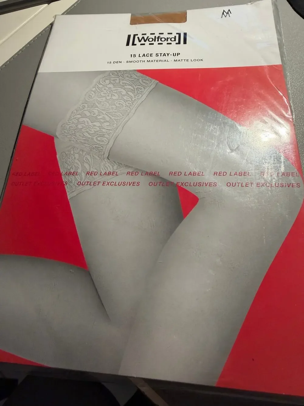 Wolford 15 Lace Stay-Up Thigh High Stockings Gobi Nude M NIB